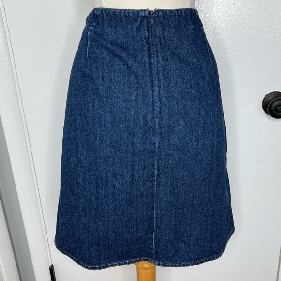 Vintage 90s Y2K Lace Up Denim Skirt A-Line Midi Chambray Grunge Fairy Jean Skirt - Picture 2 of 8